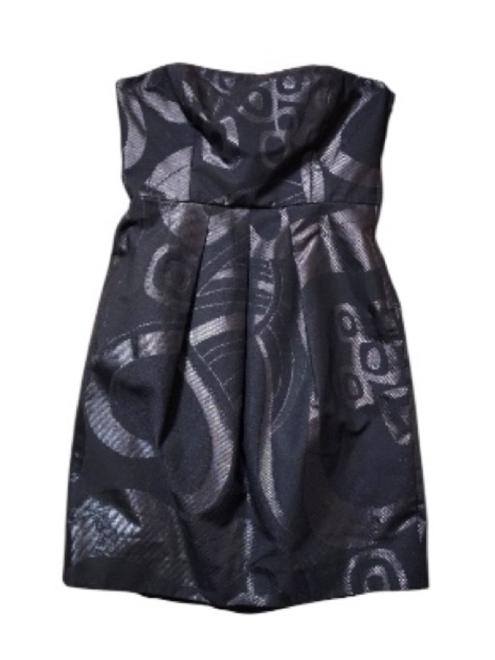 Tibi Metallic Patterned Black Strapless Dress